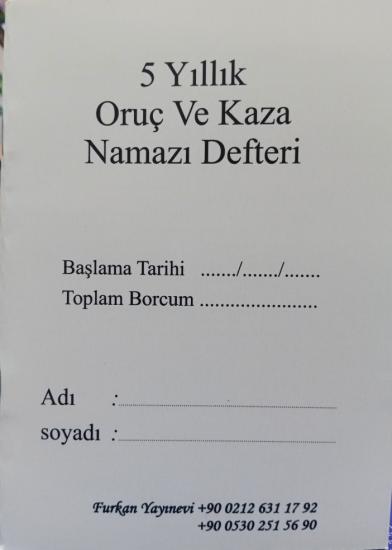 5 Yıllık Oruç ve Kaza Namazı Defteri